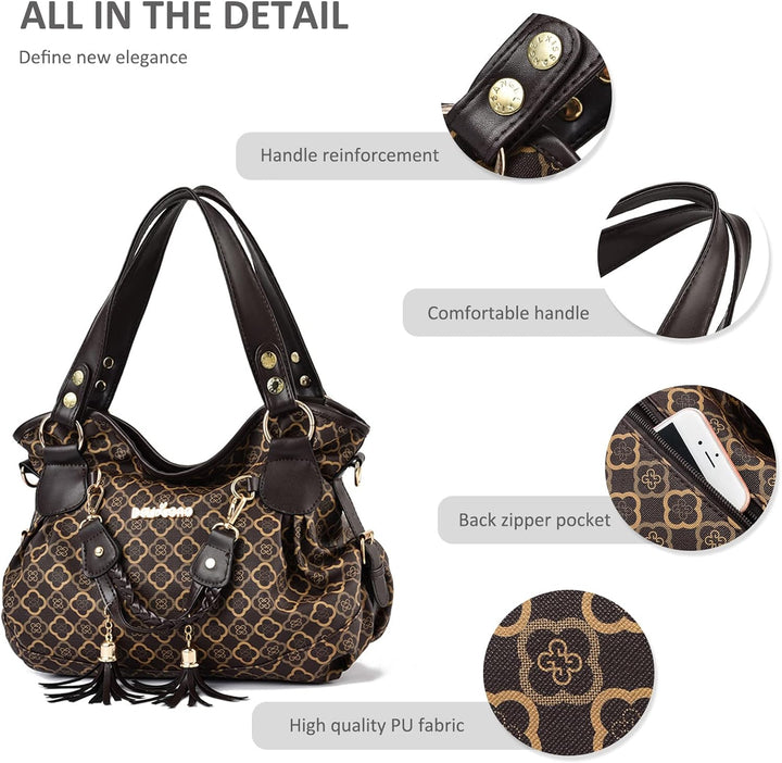 NICOLE & DORIS Handtasche Damen Retro Schultertasche Weiche PU Leder Retro Shopper Tasche Hobo Henke
