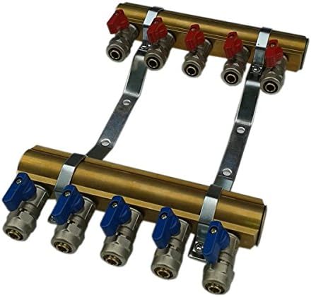 Markenlos Messing Heizkreisverteiler 2-12 Fach mit Klemmring Kugelhahn Fussbodenheizung (6 Kreise),