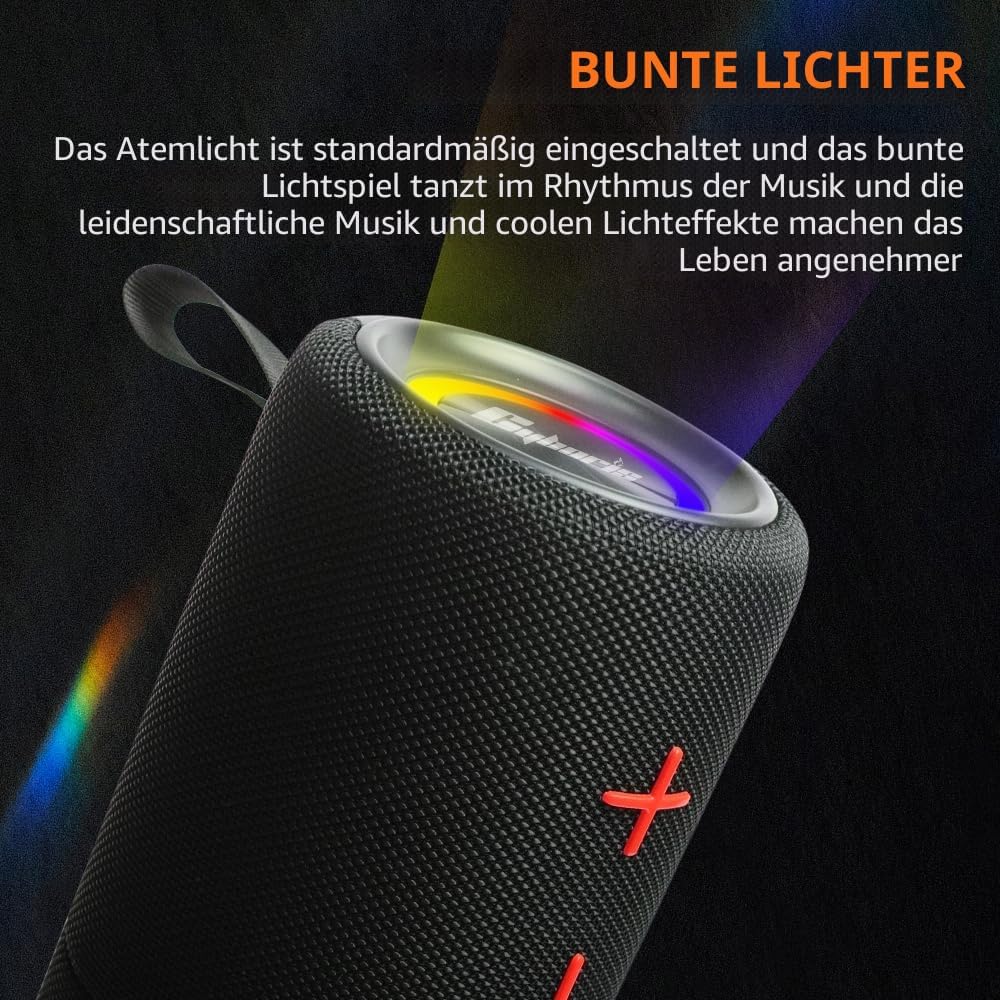 CYBORIS 2-in-1 Tragbarer 40W Dual Bluetooth Lautsprecher, Wasserdichter Musikbox V5.3 mit Tiefem Bas