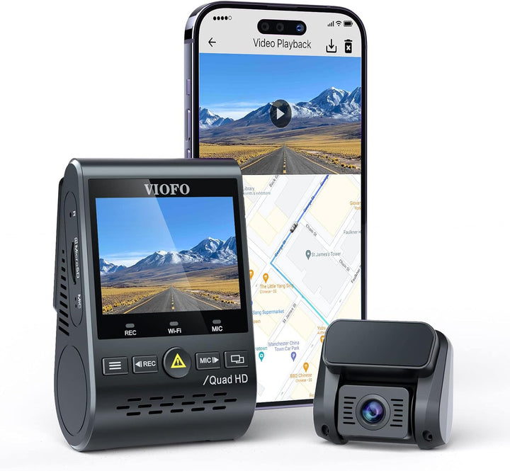 VIOFO A129 Plus Duo Dual WiFi WLAN Dashcam, GPS Modul 2K 1440P 60fps + 1080P Vorne Hinten Auto Kamer