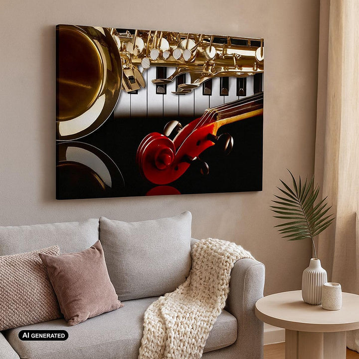Bilder auf Leinwand Klaviertasten Musik Instrumente Leinwandbild 70x50cm Wandbilder Dekoration Wohnz