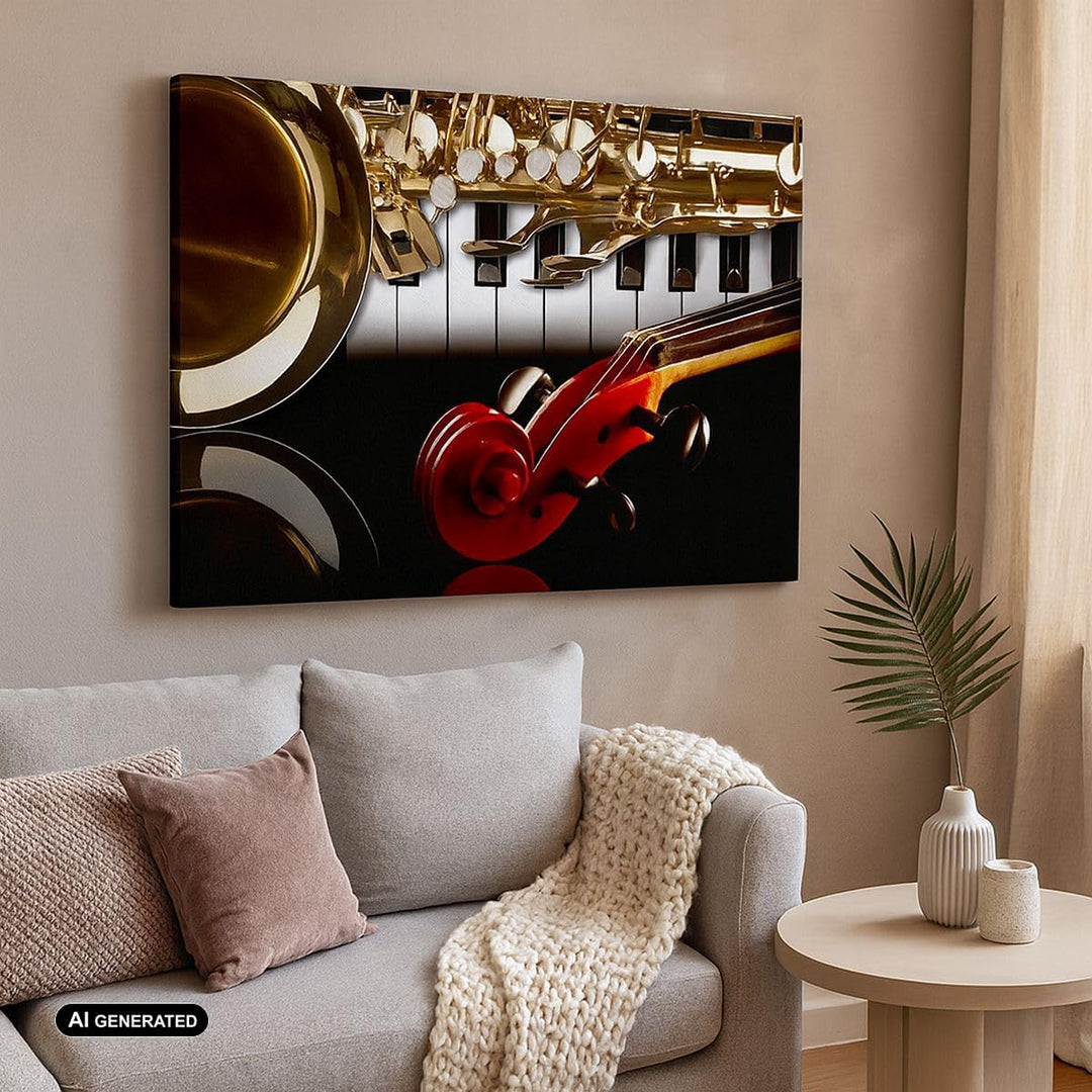 Bilder auf Leinwand 100x70cm Leinwandbild Klaviertasten Musik Instrumente Gross Wanddeko Bild Schlaf