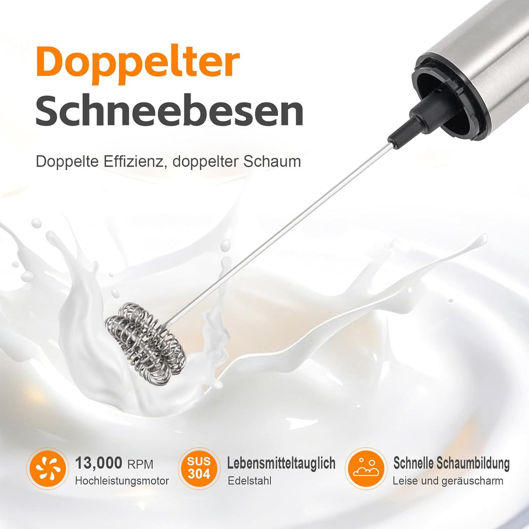 GRIFEMA Milchaufschäumer Stab Elektrisch, Tragbar Milk Frother Aufladbar, 13000 U/min, handmilchaufs