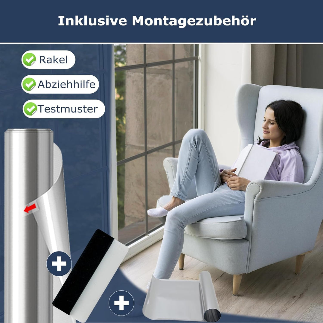 Spiegelfolie Fenster Sichtschutz Selbstklebend Fensterfolie Wärmeisolierung Reflektierende Dachfenst