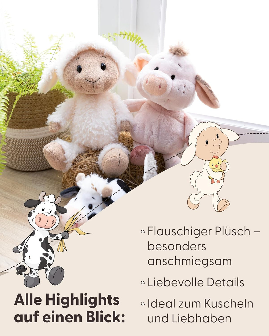 NICI Kuscheltier Schwein Pigwick 31cm - rosa - Weiches Plüschtier – niedliches Stofftier zum Kuschel