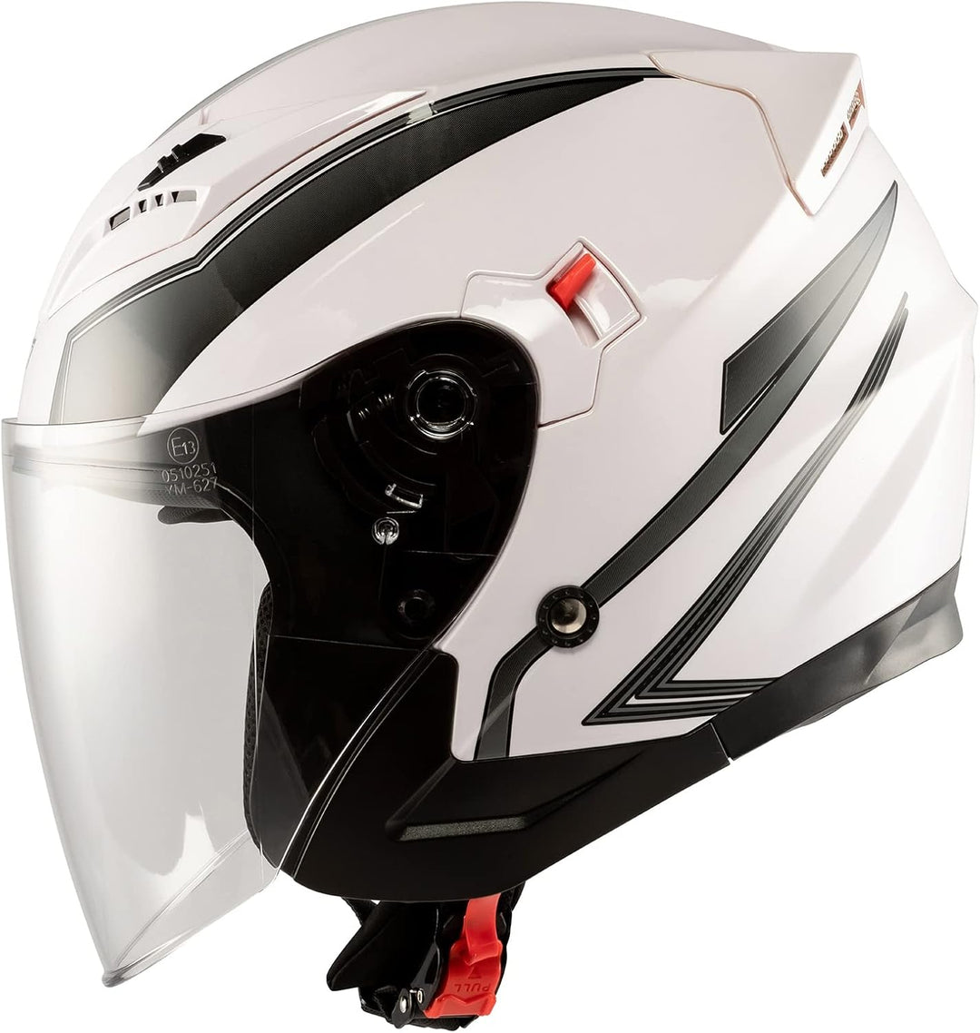Motorradhelm Doppeltvisier City Jet Zertifikat ECE 22-06 Scooter Weiss Silber L 59-60 cm ( L) Weiss