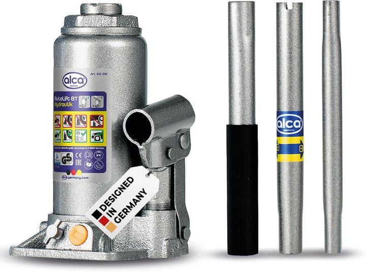 alca® Wagenheber Unterstellheber hydraulisch 8t Stempel-Wagenheber für SUV/PKW Hubhöhe 18,5-36cm