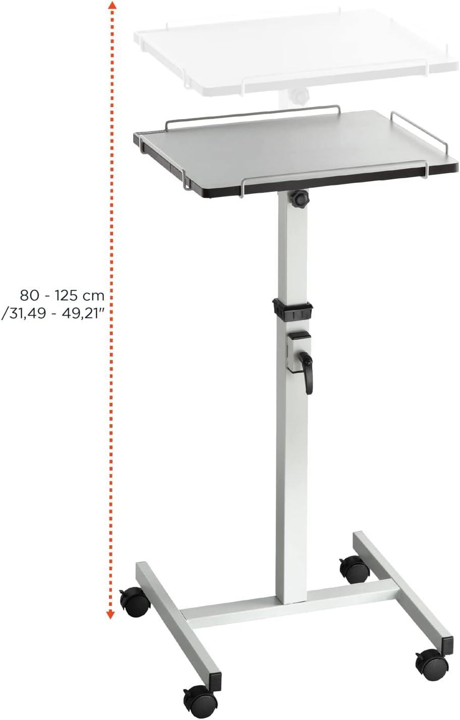 celexon Projektionstisch PT2000G - Projektor-Wagen höhenverstellbar: 80-125cm - grau - Neigbare Stel