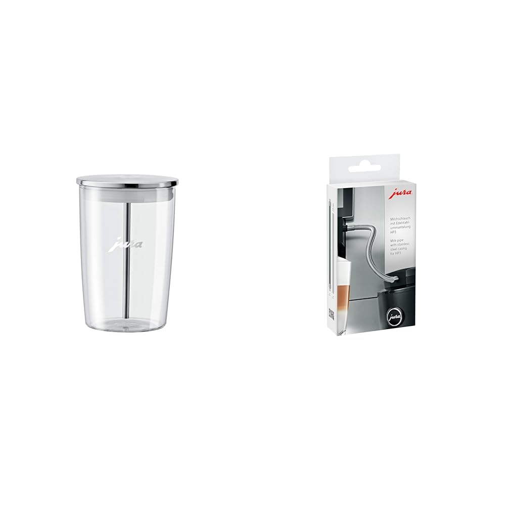 Jura 72570 Glas-Milchbehälter 0,5 L inklusive Milchschlauch, Transparent, 9,2 x 9,2 x 13,5 cm & 2411
