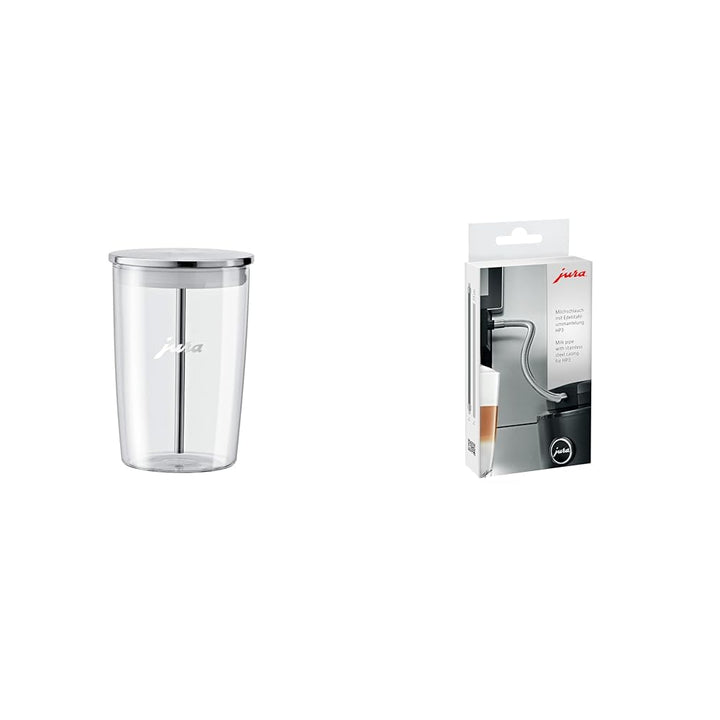 Jura 72570 Glas-Milchbehälter 0,5 L inklusive Milchschlauch, Transparent, 9,2 x 9,2 x 13,5 cm & 2411