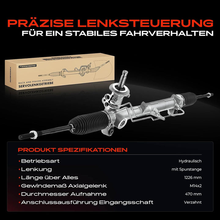Frankberg Lenkgetriebe Servolenkgetriebe Hydraulisch für Linkslenker Kompatibel mit Fiesta Kasten J3