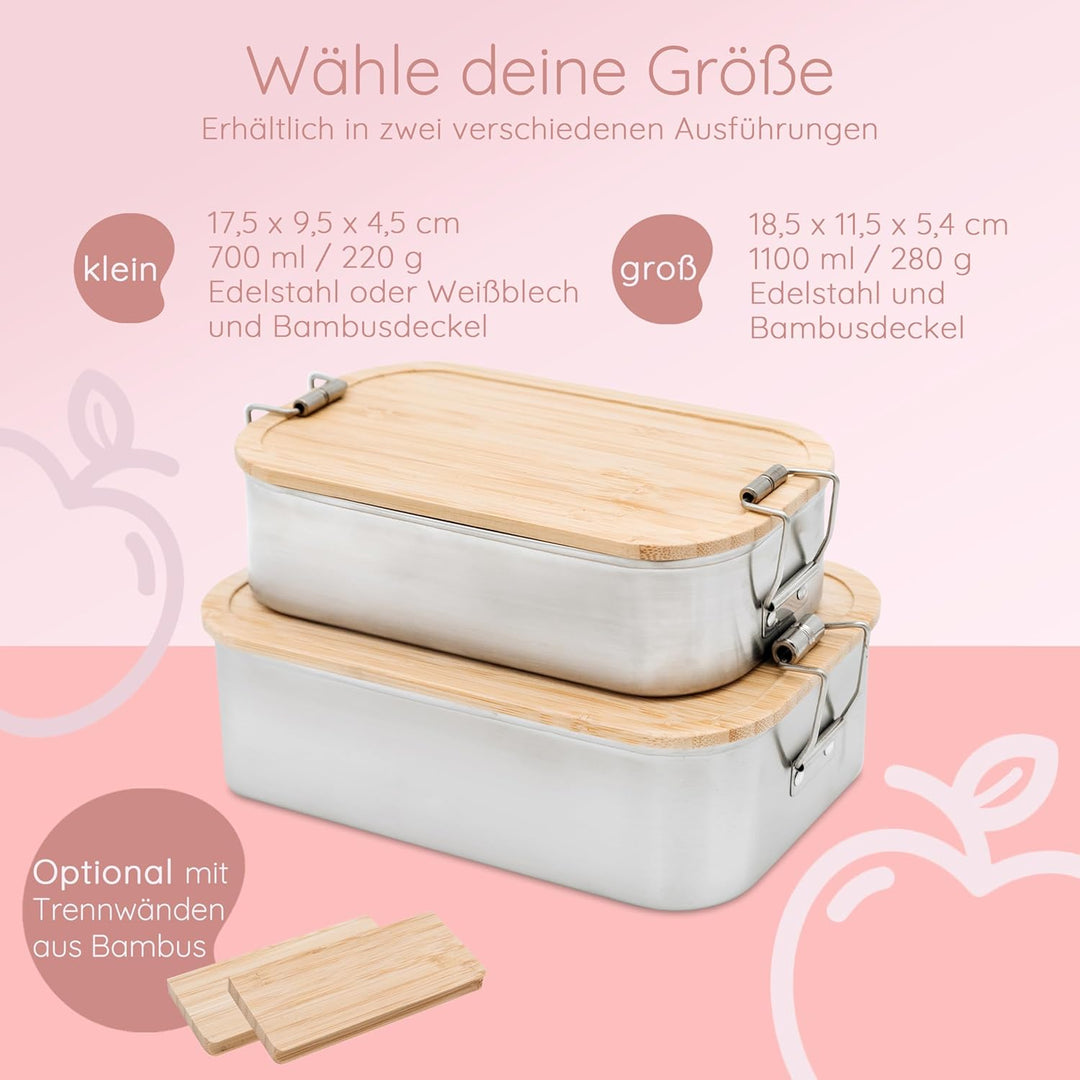 Bärenfreunde - Personalisierte Brotdose für Kinder mit Spezial-Druck - Robuste Edelstahl Brotdose -