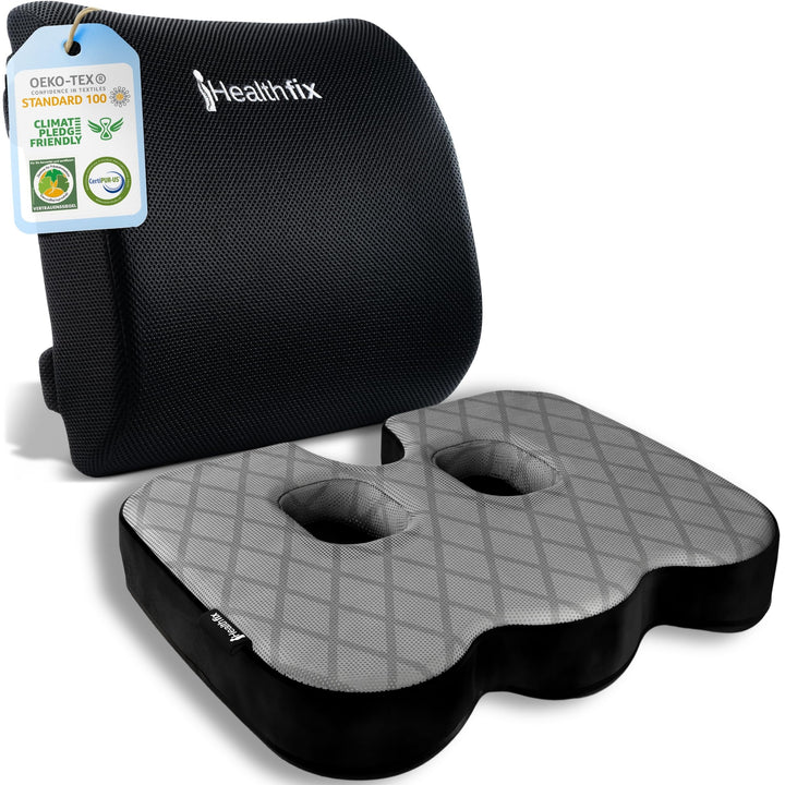 Healthfix® Orthopädisches Sitzkissen & Lendenkissen – 2er Set für maximalen Sitzkomfort und ergonomi