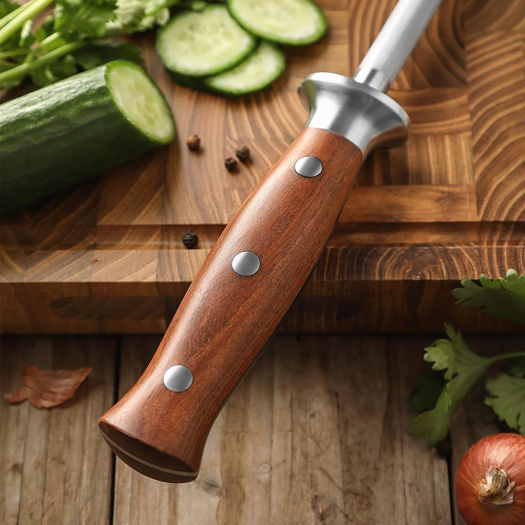 HEZHEN Wetzstab aus Hartstahl，Hochwertiger Messerschärfen, Wetzstab für Küchenmesser, Honingstab mit