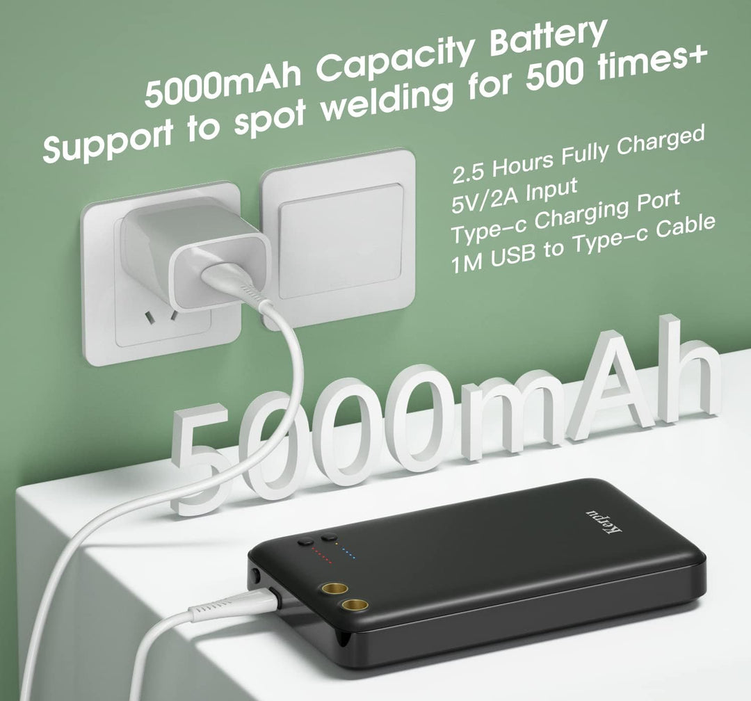 Mini-Punktschweissgerät, Kerpu 5000mAh Batterie-Punktschweissgerät, 6-Gänge einstellbar mit Typ-C La