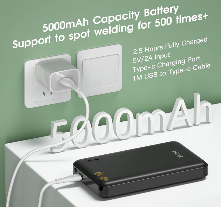 Mini-Punktschweissgerät, Kerpu 5000mAh Batterie-Punktschweissgerät, 6-Gänge einstellbar mit Typ-C La