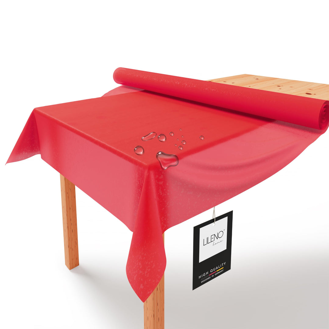 LILENO HOME Tischdeckenrolle 1,10 x 25 m - Tischdecke Rot aus Vlies - Stoffähnlich, abwaschbare Tisc