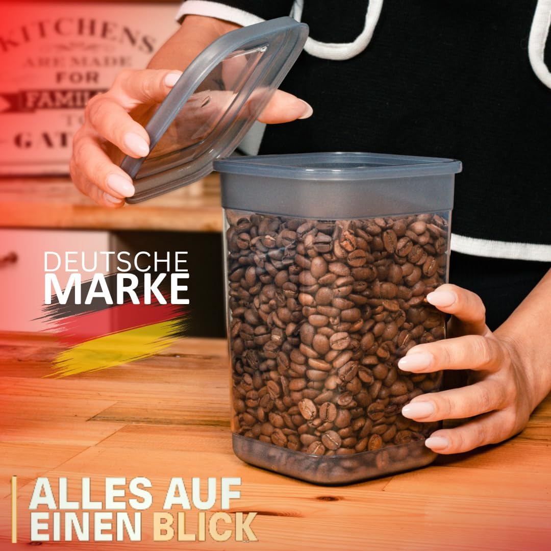 BOAA Fresh 6 Stück Vorratsdosen mit Deckel Stück, Aufbewahrungsbox mit Deckel Küche Set, 6x 1250 Mil