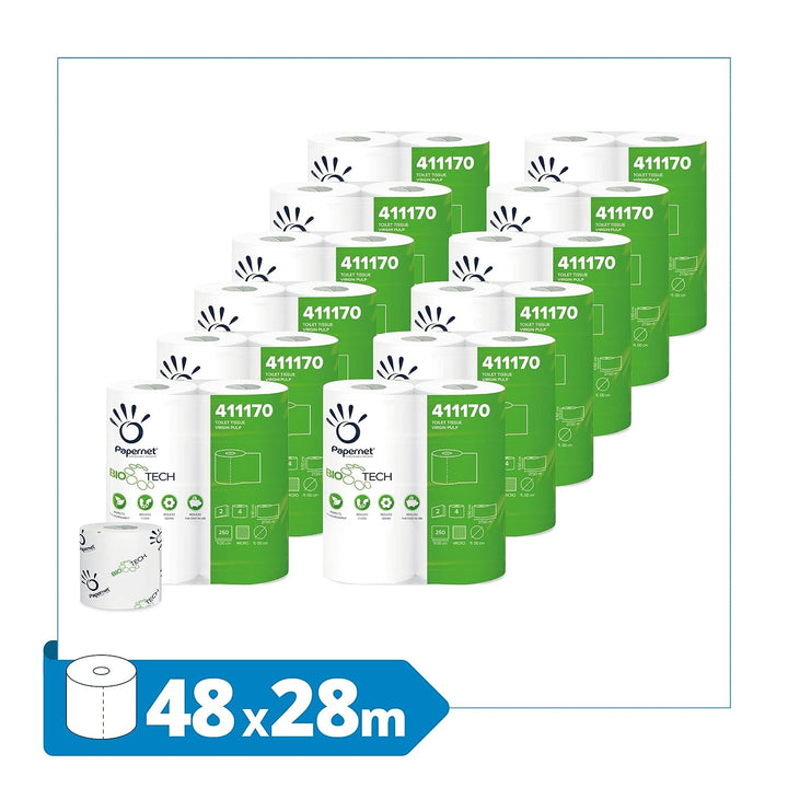 Papernet Kleinrollen - Toilettenpapier: Kleinrollen - Toilettenpapier Bio Tech, Weiss, 12 Verpackung