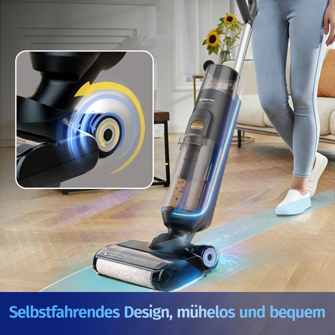 Hearten Nass Trockensauger, Selbstreinigung, Saugwischer Smart 3 in 1, Staubsauger mit Wischfunktion