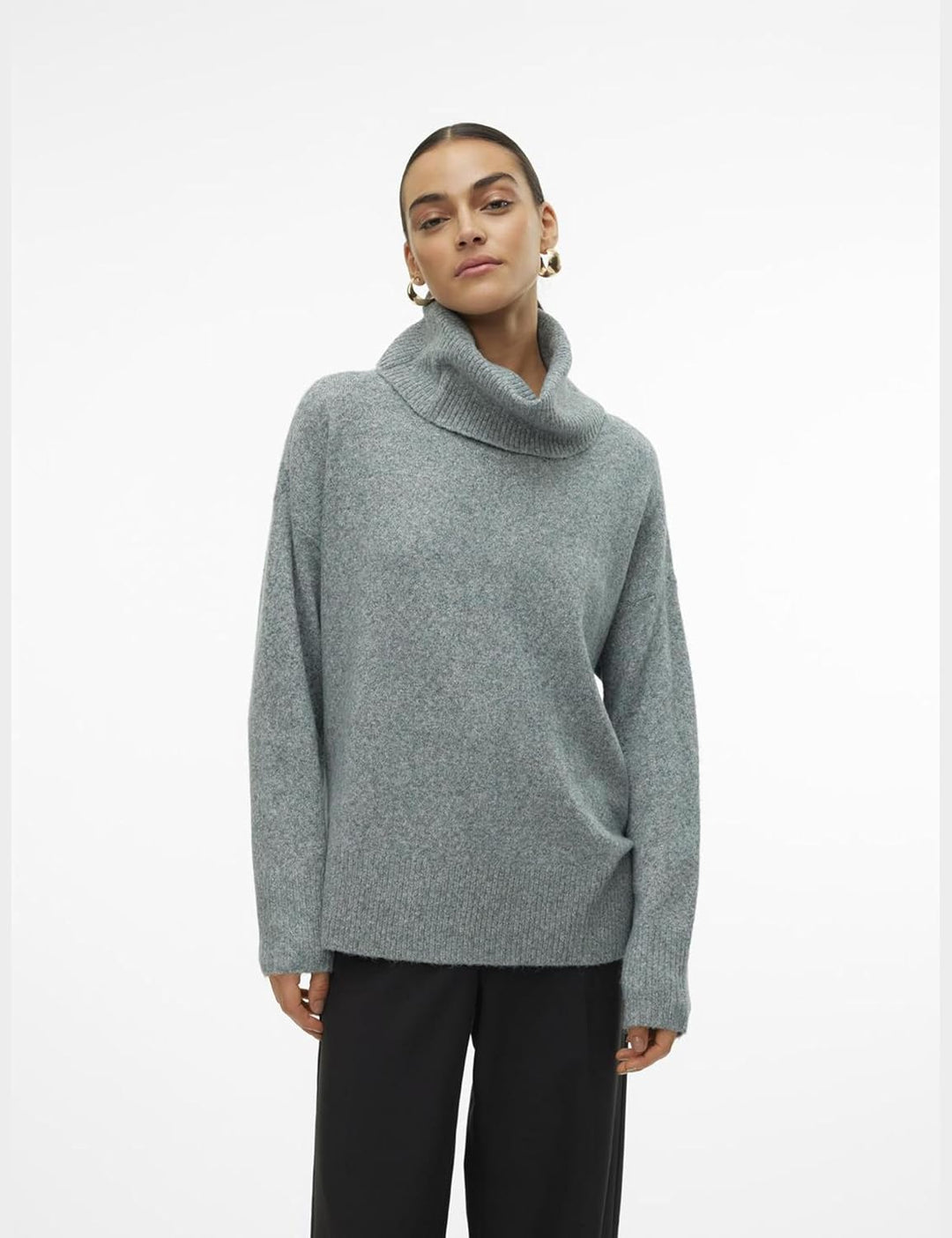 Vero Moda Female Strickponcho VMDOFFY Strickponcho S Balsam Green/Detail:melange, S Balsam Green/Det