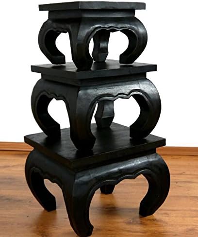 livasia Opiumtisch, Beistelltisch aus Massivholz, Couchtisch, Nachttisch (30cm) 30x30cm, 30x30cm