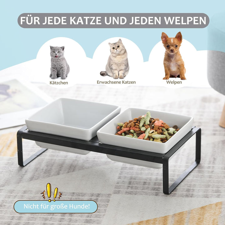 Futternapf Katze Hund Fressnapf Katze Katzennapf Erhöht mit Napf Ständer - Hundenapf Keramik - 2er K