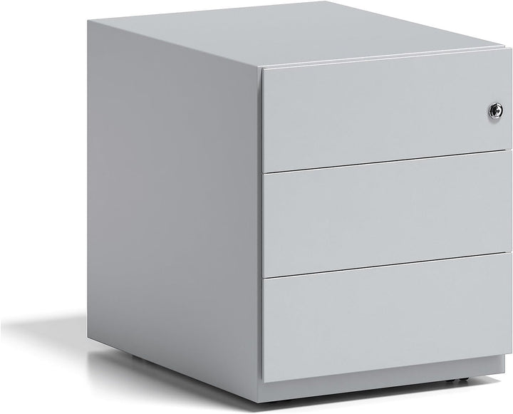 BISLEY Rollcontainer Note mit Griffleiste, 3 Universalschubladen, Metall, 645 Lichtgrau, 56.5 x 42 x