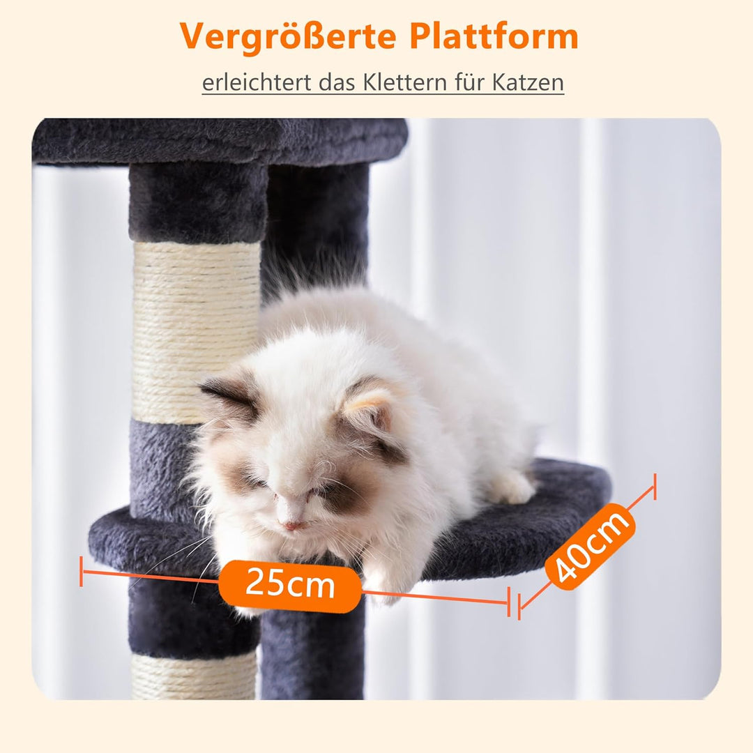 Heybly Kratzbaum, mit Decken, für grosse Katze, Katzenbaum, grosse Plattformen, Höhle, 50 x 50 x 153