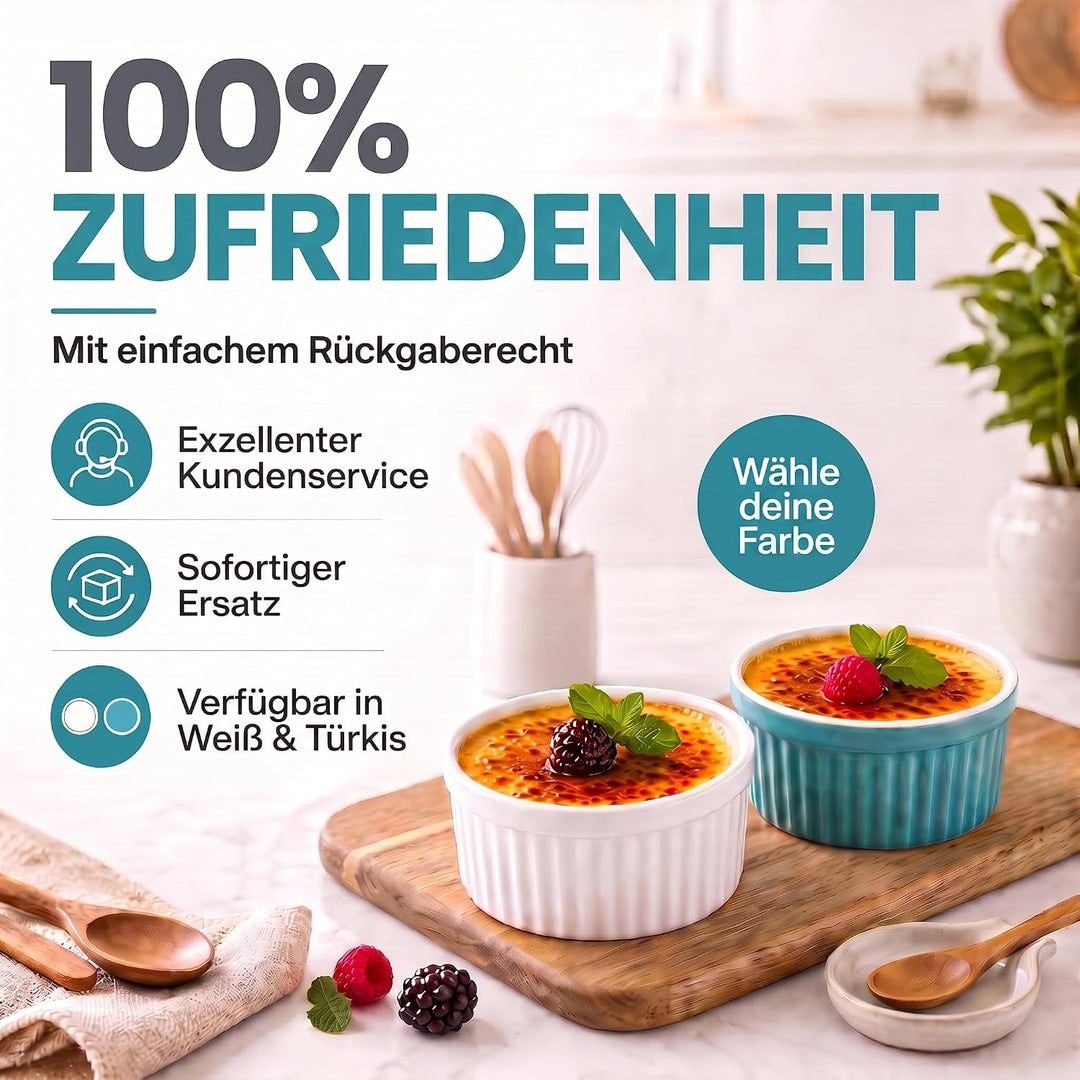 Dimono® Dessert-Schalen Creme Brulee Souflee-Förmchen, Auflaufform-Schälchen mit 170 ml für Desserts