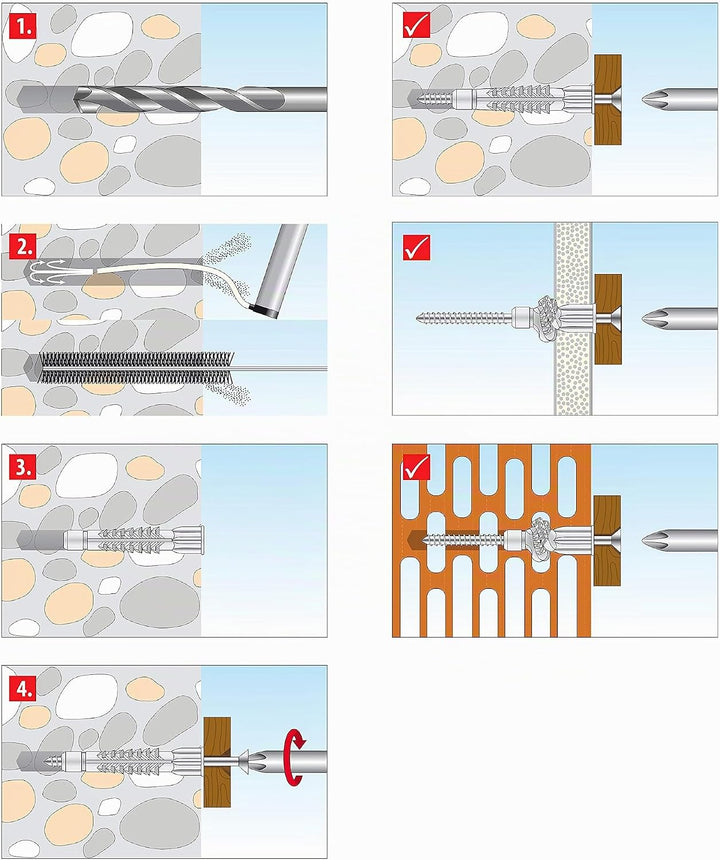TOX Allzweckdübel mit Kragen Deco 6 x 28 mm in Runddose, Dübel für Fast alle Baustoffe, 230 Stück, 0