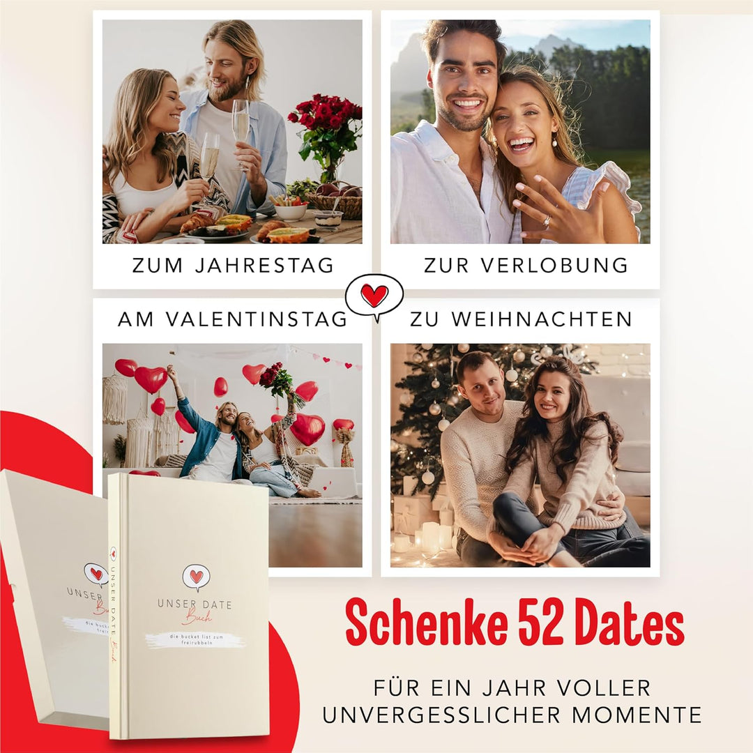 Unser Date Buch | 52 Date Ideen für Paare zum Freirubbeln | Bucket List für Pärchen | Jahrestag Gesc