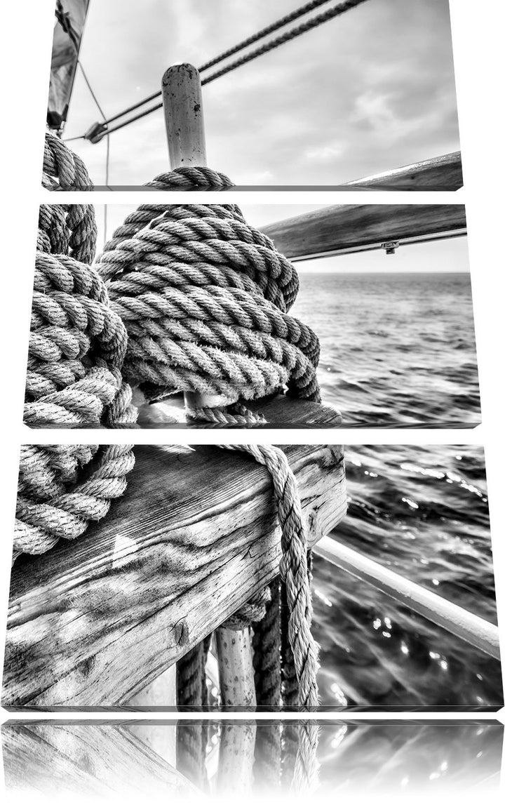 Pixxprint Tau Seil auf Schiff 3Teiler 120x80 cm Leinwandbild Wandbild Kunstdruck