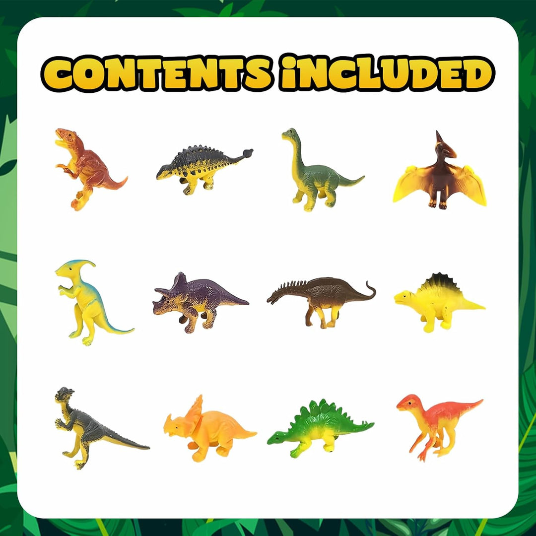 Dino Ei Ausgrabungsset, 12 Stück Dinosaurier Eier mit Ausgrabungswerkzeug, Lernkarten & Spielmatte,