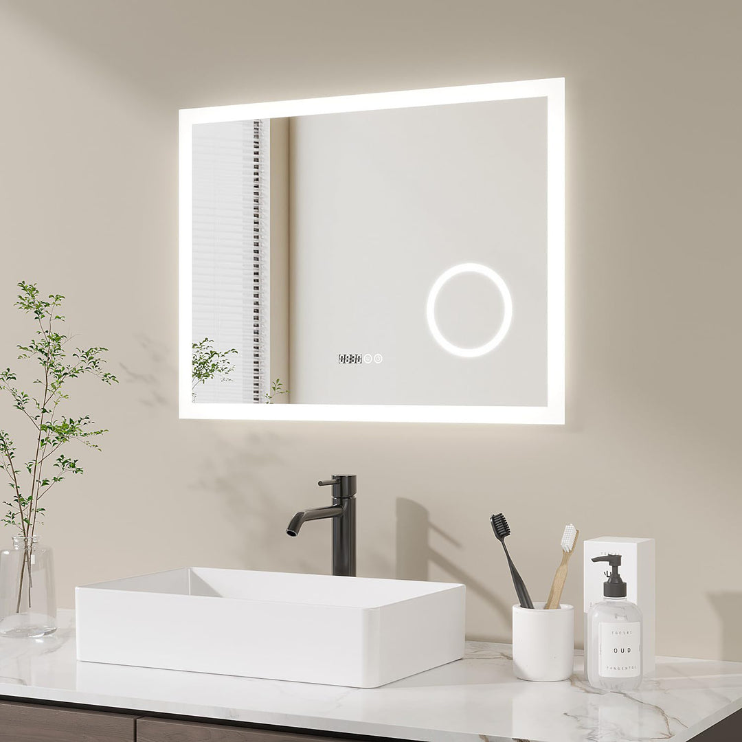 AQUABATOS® 80x60 cm Badspiegel mit Beleuchtung badezimmerspiegel Lichtspiegel LED Wandspiegel, Doppe