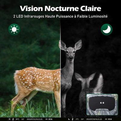 VOOPEAK Wildkamera 4K 30 fps 48 MP, Jagdkamera, Nachtkamera, bewegungsaktiviert, Jagdkamera, Infraro