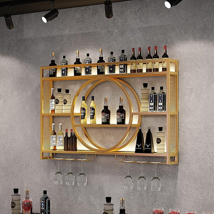 Rmeet Moderne Metall Wand montiert Wein Display Rack, 3-Schicht-Eisen-Rack, Weinregal, Wand-montiert