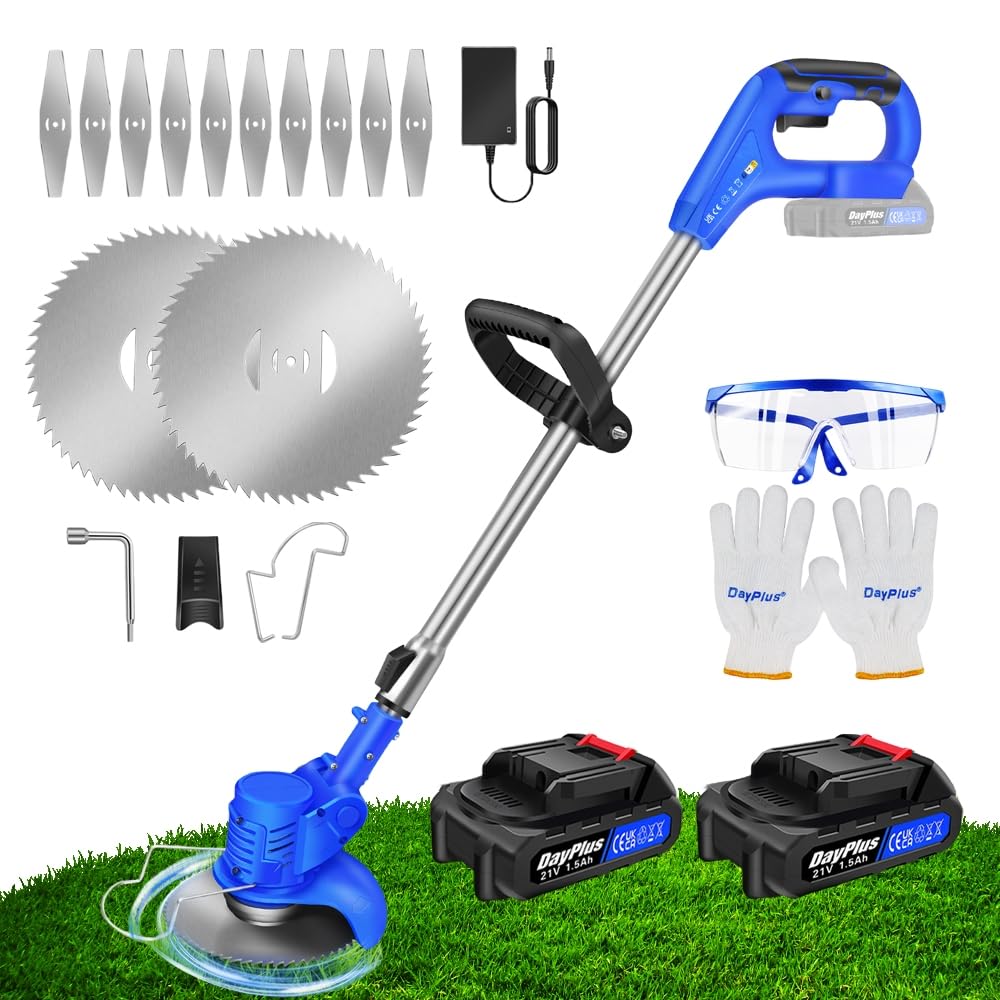 Qimu Akku-Rasentrimmer 21V Freischneider Elektrischer Rasentrimmer 800W Elektro-Trimmer, Rasentrimme