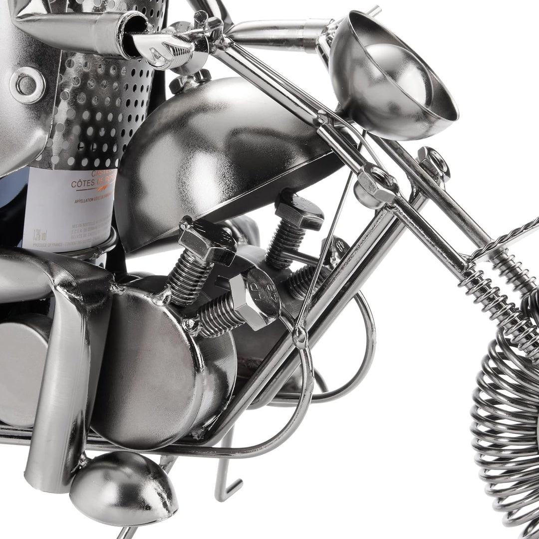 BRUBAKER Flaschenhalter Motorradfahrer Metall Skulptur Geschenk mit