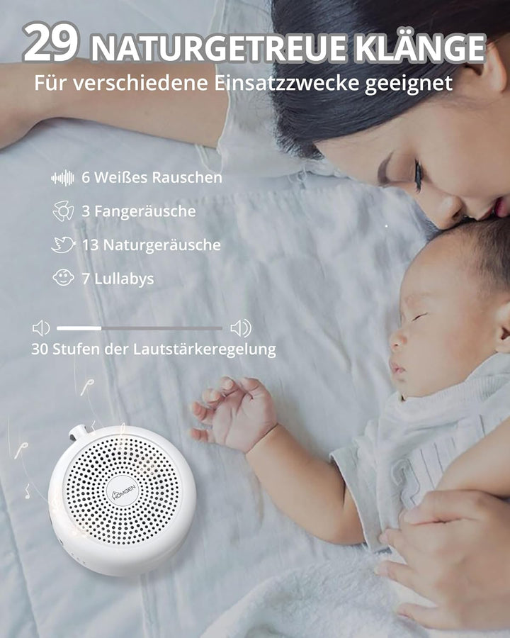 HOMGEN White Noise Machine Baby Tragbare Weisses Rauschen Einschlafhilfe Babys Schlafhilfe mit Nacht