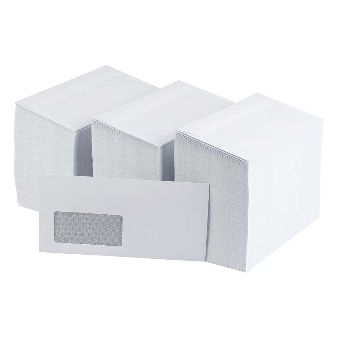 1.000 Briefumschläge - C5/6 Din lang Kuvert mit Fenster - 110x220 mm - weisse Papierumschläge - selb