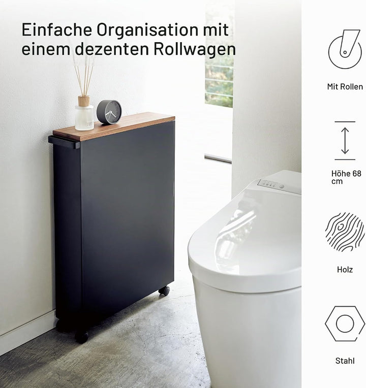 Semi-Closed storage cart - Tower - black Schwarz, Schwarz