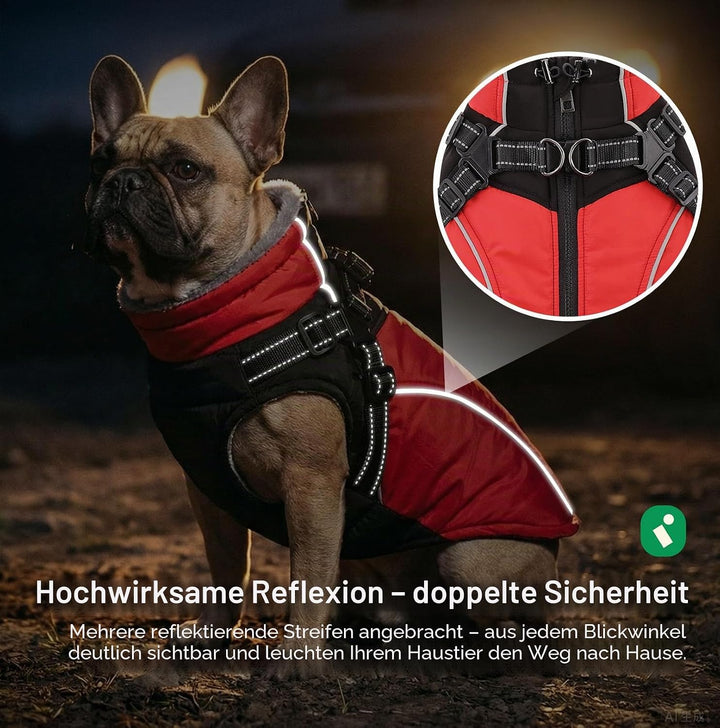 Hundemantel für Kleine Hunde Wintermantel Hund mit Geschirr Wasserdicht Hunde Jacke Reflektierende Ä