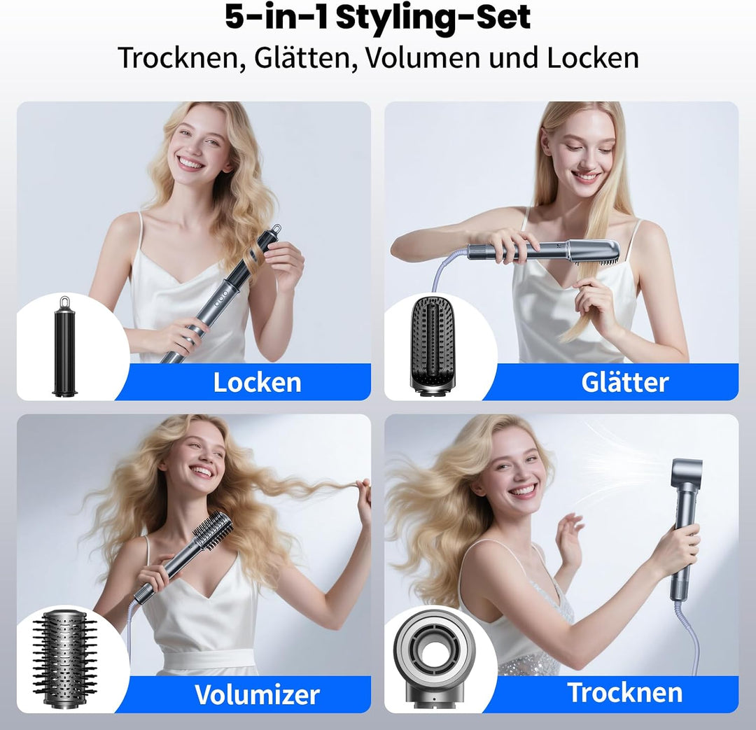 MANKIW 5 in 1 Airstyler Set,Heissluftstyler &amp; Warmluftbürste mit 110.000 U/Min Hochgeschwindigkeitsm