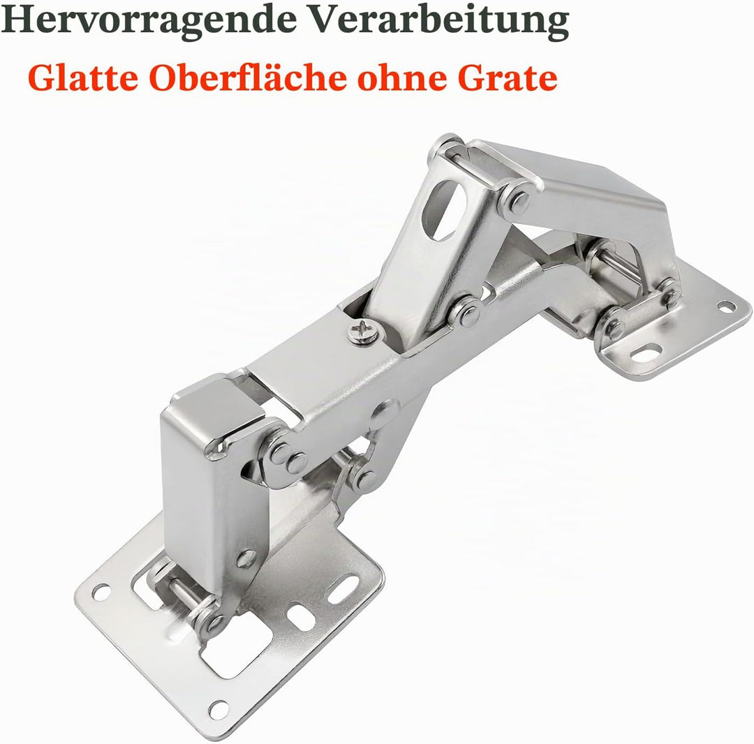 Qrity 4 X Aufschraubscharnier mit Feder Öffnungswinkel 170° Küche Schrank Türscharniere +16 Schraube