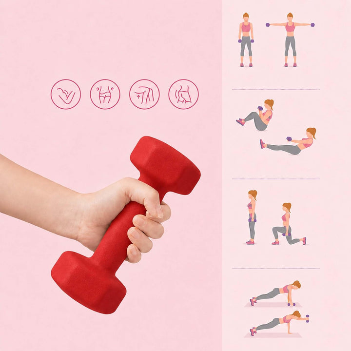 Relaxdays Hanteln 2er Set, Gusseisen, kg, beschichtet, rutschfest, Aerobichanteln, Home Workout, Kur