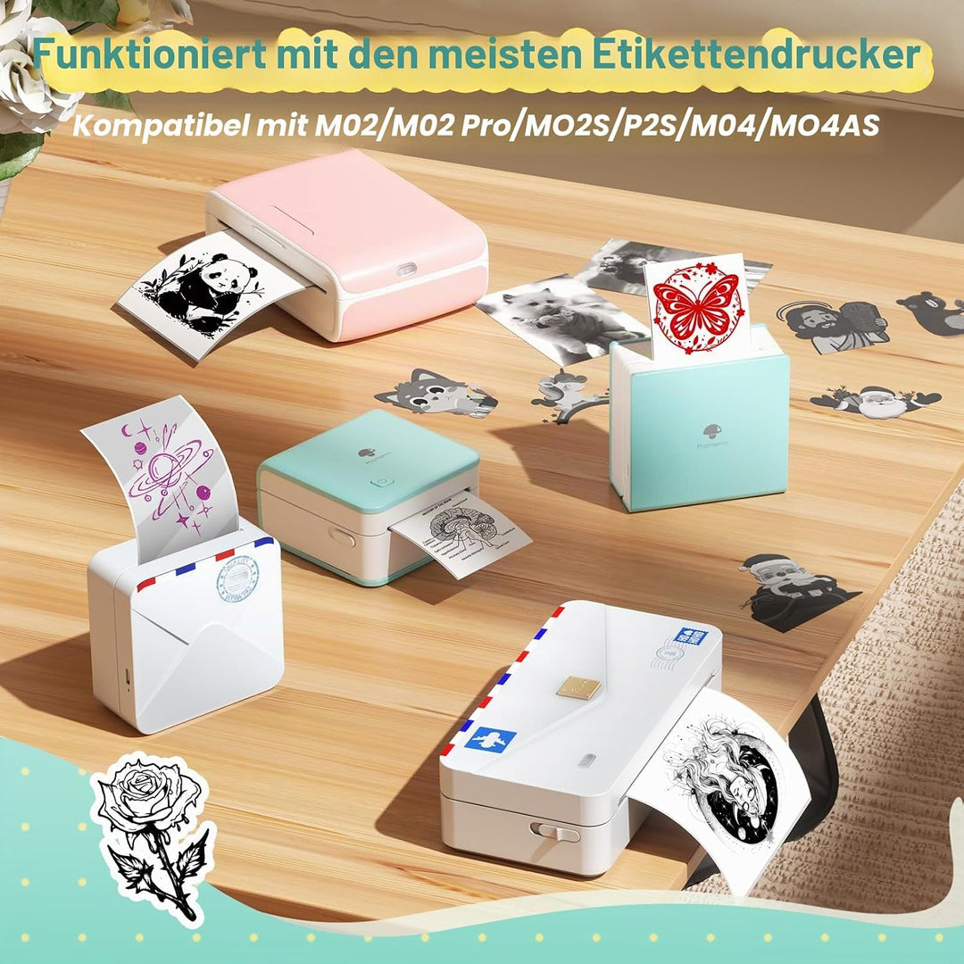 Phomemo Printable Sticker Paper White Direktthermopapier selbstklebend 53 x 30 mm für Phomemo M02/M0