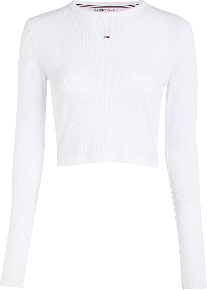 Tommy Jeans Damen Langarm Strickoberteile XS Weiss, XS Weiss