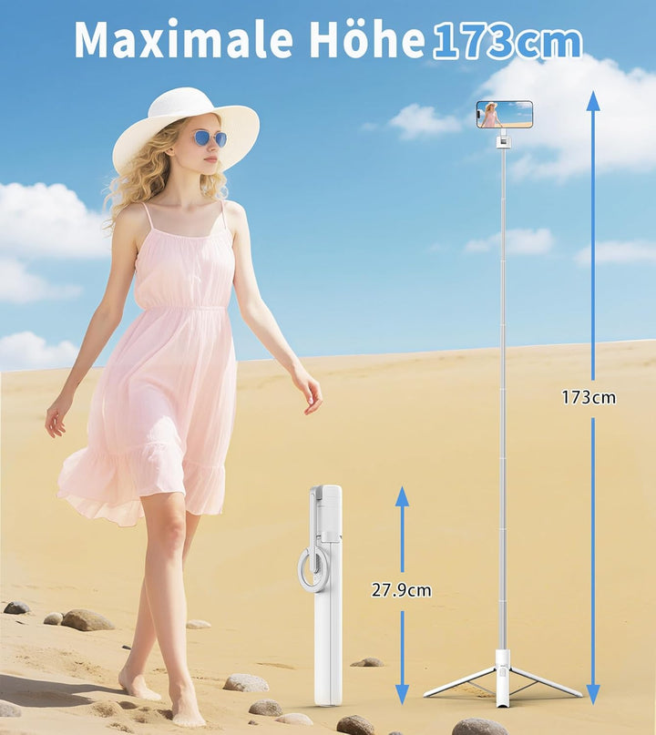 TONEOF 173cm Magnetisches Selfie Stick Stativ, Stark Magnetischer Aluminium Halter für Magsafe-Handy