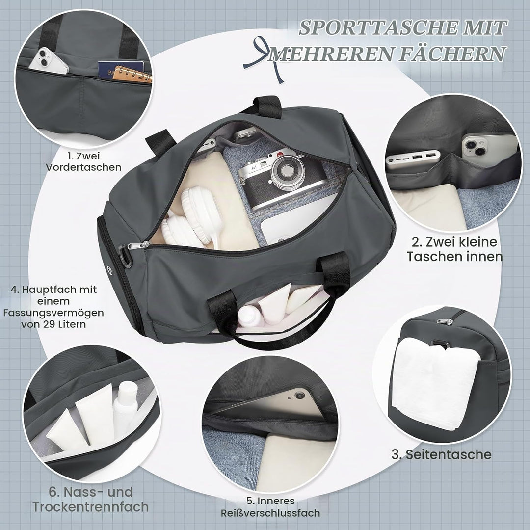 HYC00 Sport Duffel Bag Damen Sporttasche mit Schuhfach Reisetasche Damen Herren Weekender Overnight